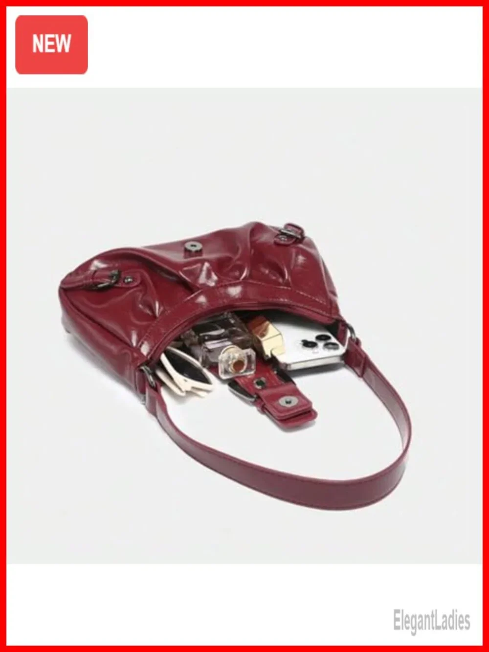Small Hobo Bag Faux Leather Shoulder Clutch Punk Purse